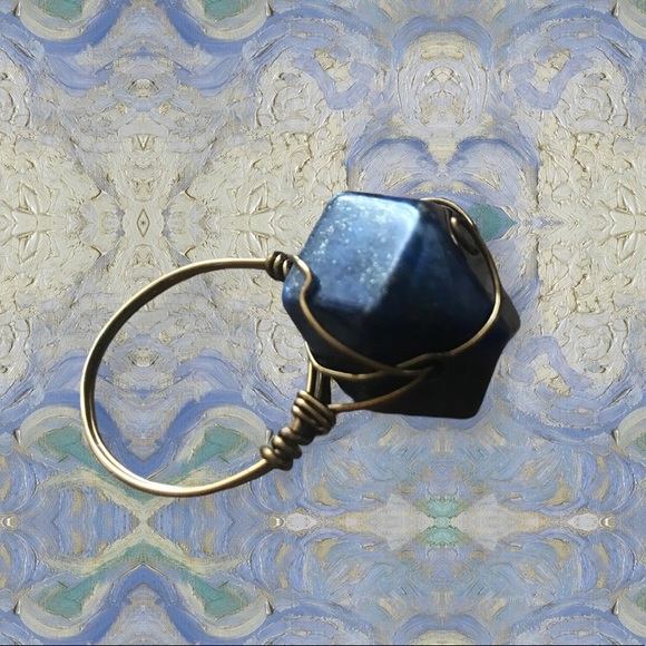 New Lapis Lazuli Wire-Wrapped Ring Size 7.5 - Picture 3 of 4